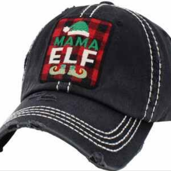 MAMA ELF Distressed Baseball Cap with a Vintage Look NEW - Picture 2 of 3